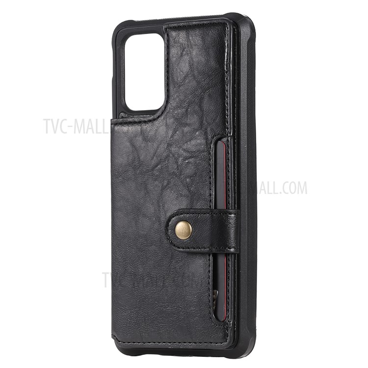 PU Leather Coated TPU Case Wallet Kickstand Case for Samsung Galaxy S20 Plus - Black-3