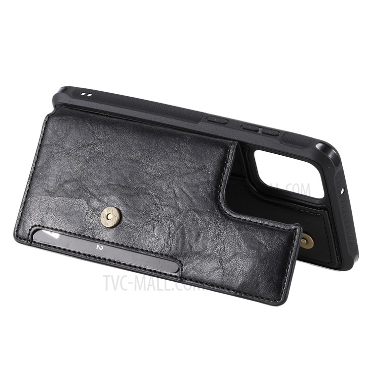 PU Leather Coated TPU Case Wallet Kickstand Case for Samsung Galaxy S20 Plus - Black-5