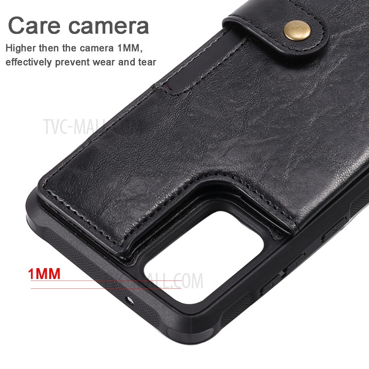 PU Leather Coated TPU Case Wallet Kickstand Case for Samsung Galaxy S20 Plus - Black-9