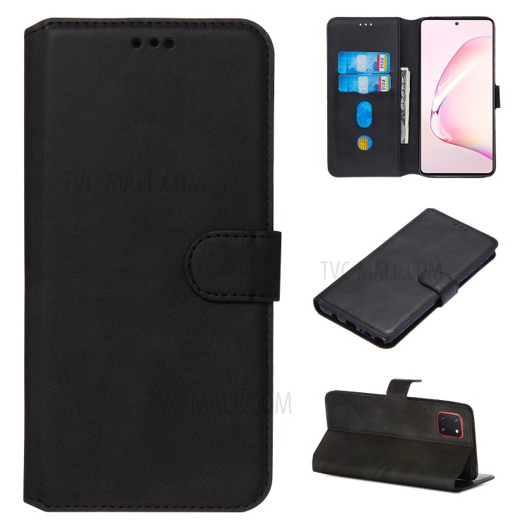 Wallet Leather Stand Case for Samsung Galaxy A81/Note 10 Lite/M60s - Black-1