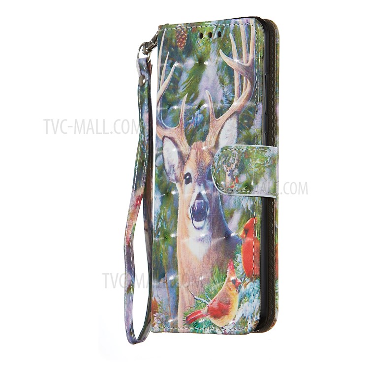 Light Spot Decor Patterned Leather Wallet Stand Case for Samsung Galaxy S20 - Elk-2