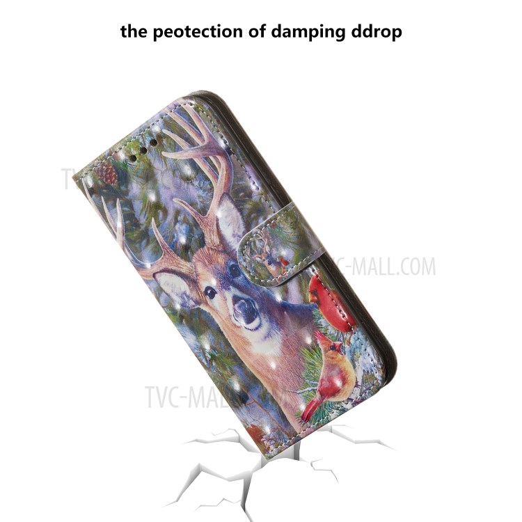 Light Spot Decor Patterned Leather Wallet Stand Case for Samsung Galaxy S20 - Elk-8