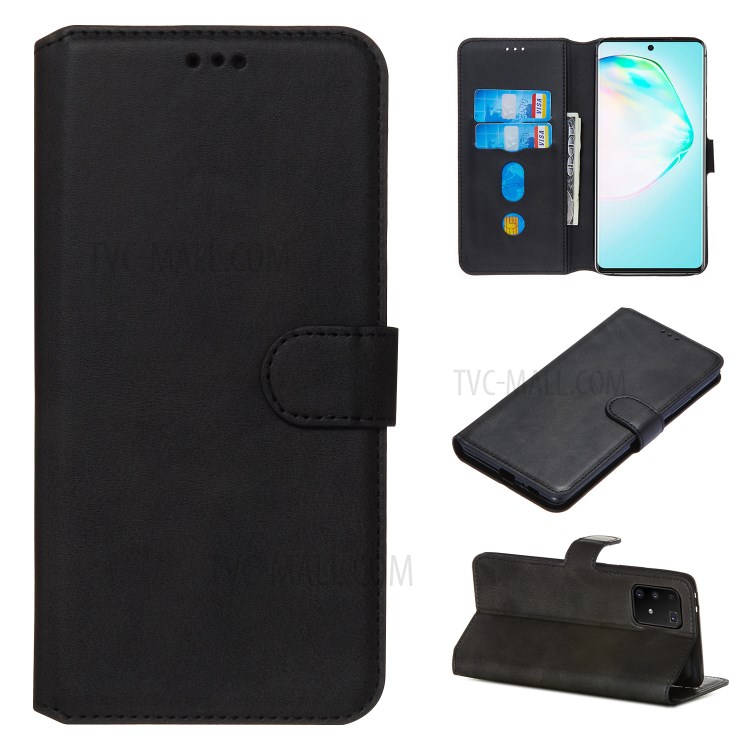 Wallet Flip Leather Case Phone Cover for Samsung Galaxy S10 Lite/A91/M80S - Black-1