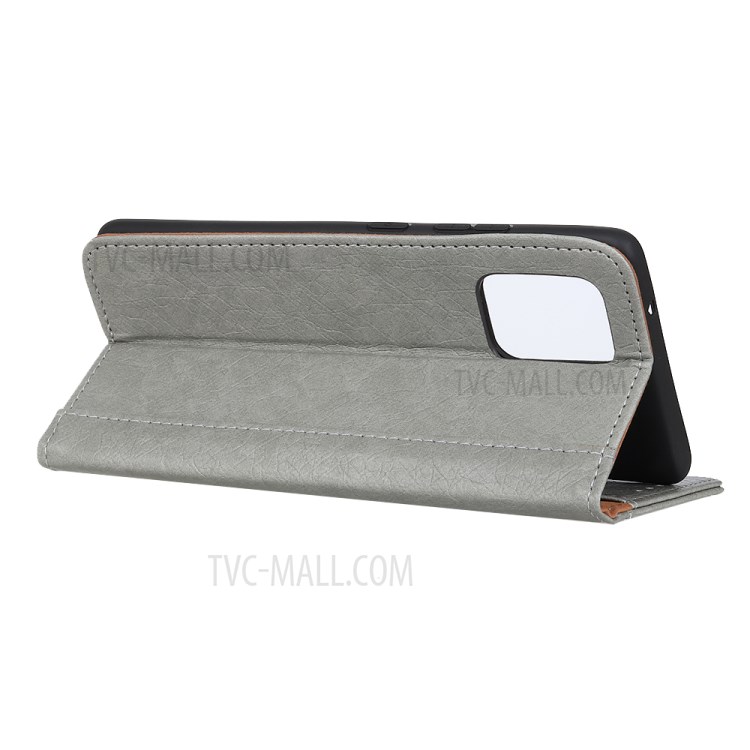 Rhino Grain Wallet Stand PU Leather Protective Phone Case for Samsung Galaxy S20 Ultra - Grey-10