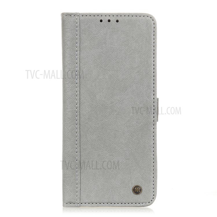 Rhino Grain Wallet Stand PU Leather Protective Phone Case for Samsung Galaxy S20 Ultra - Grey-2