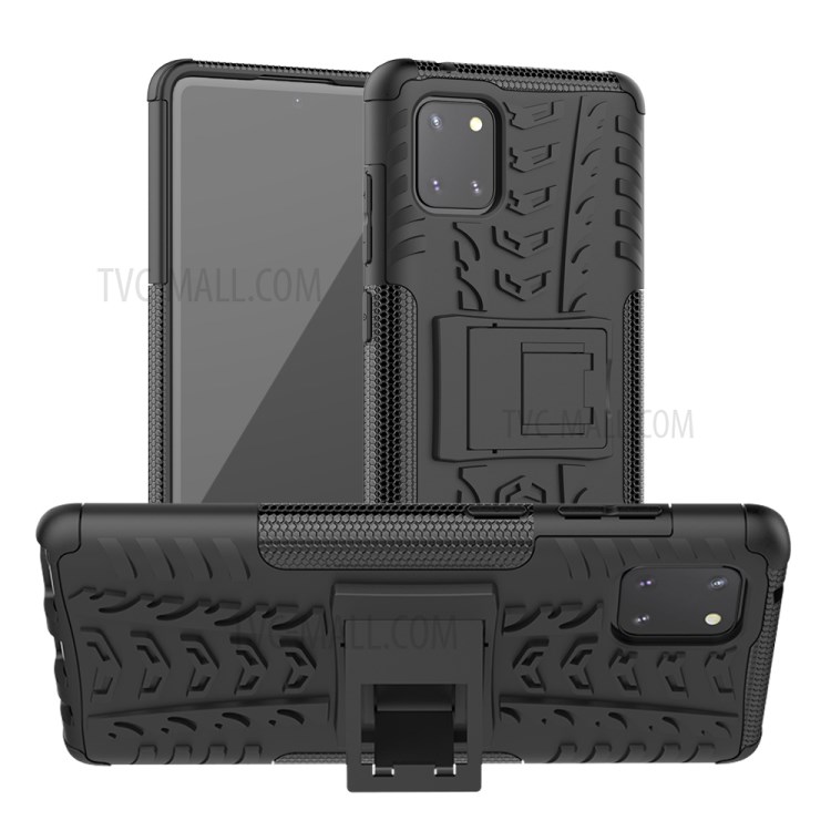 Cool Tyre PC + TPU Hybrid Kickstand Phone Cover for Samsung Galaxy A81/Note 10 Lite - Black-1