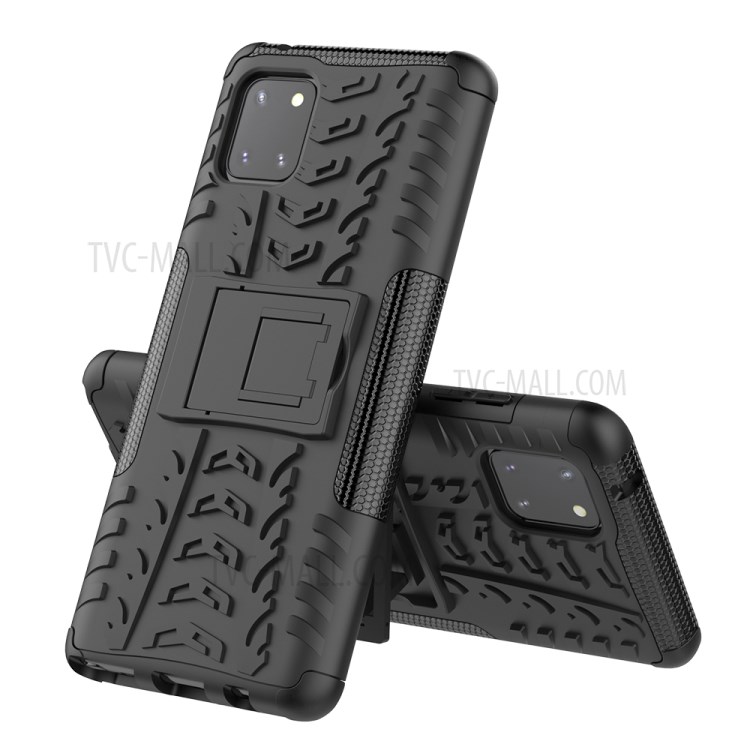 Cool Tyre PC + TPU Hybrid Kickstand Phone Cover for Samsung Galaxy A81/Note 10 Lite - Black-2