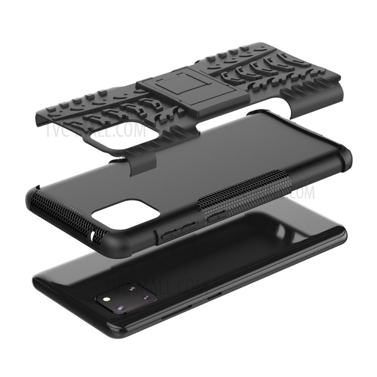 Cool Tyre PC + TPU Hybrid Kickstand Phone Cover for Samsung Galaxy A81/Note 10 Lite - Black-8