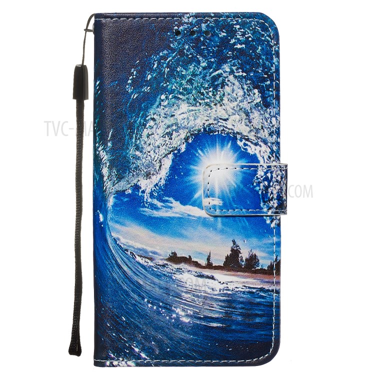 Pattern Printing Leather Wallet Case for Samsung Galaxy A01 - Wave-2