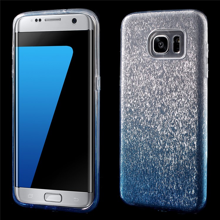 

3-in-1 Glaring Piece PC Shell Gradient Color TPU Gel Case for Samsung Galaxy S7 edge G935 - Blue