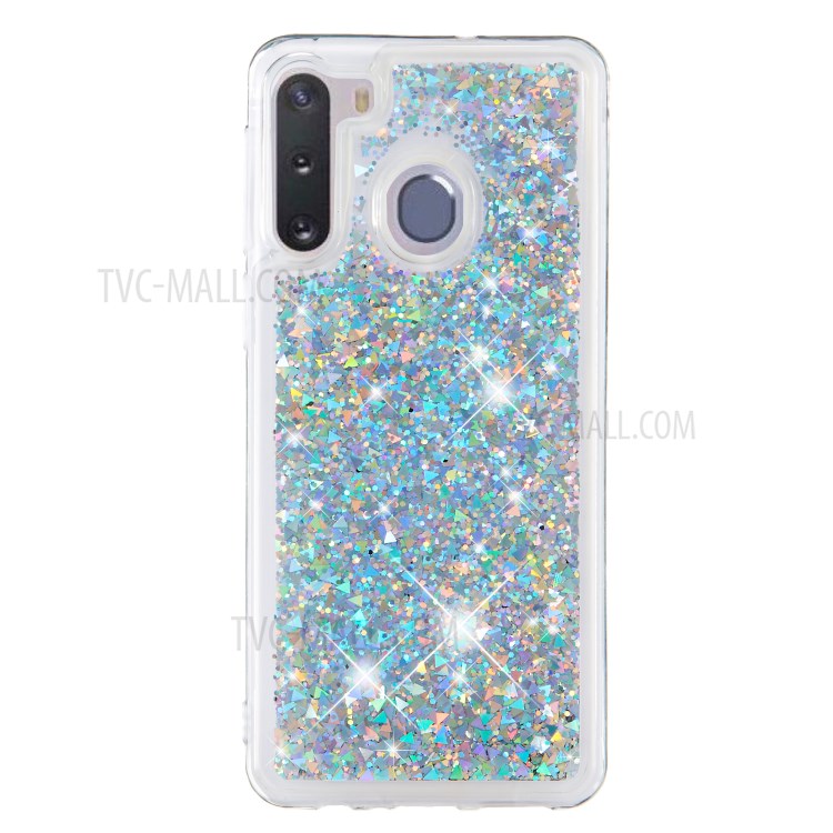 Glitter Powder Quicksand TPU Phone Shell for Samsung Galaxy A21 - Silver-2