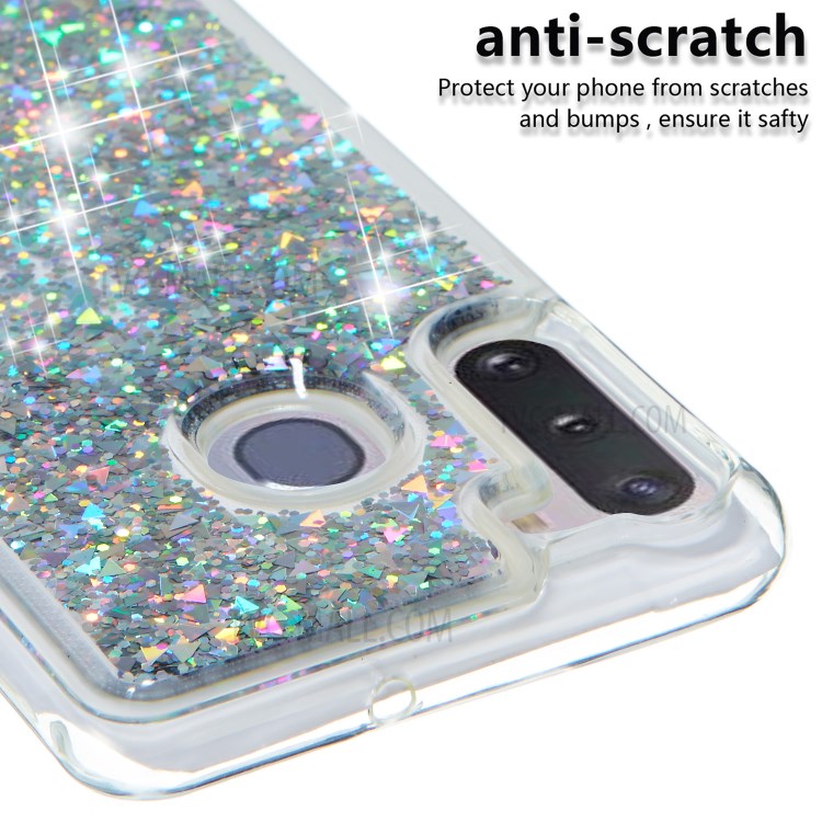 Glitter Powder Quicksand TPU Phone Shell for Samsung Galaxy A21 - Silver-5