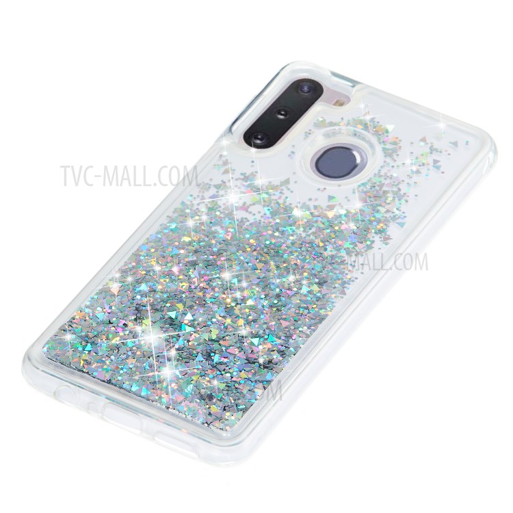 Glitter Powder Quicksand TPU Phone Shell for Samsung Galaxy A21 - Silver-6