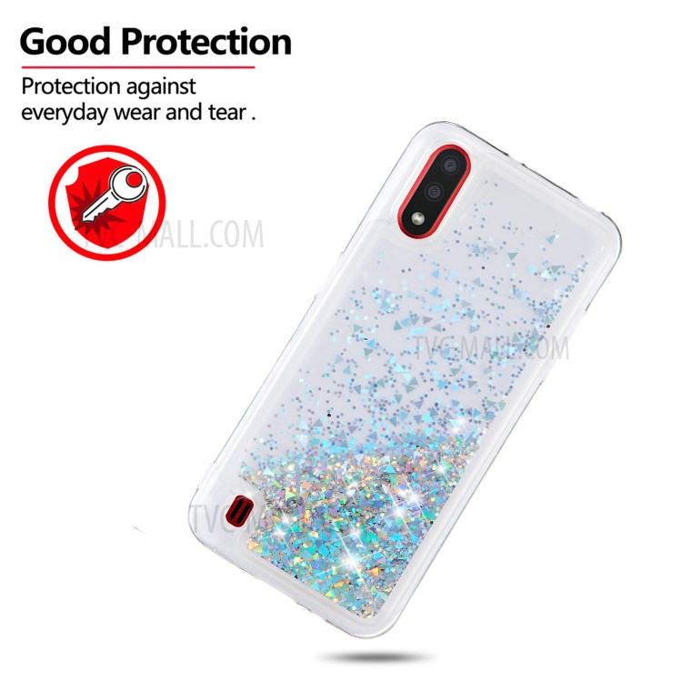 Glitter Powder Quicksand TPU Protective Case for Samsung Galaxy A01 - Silver-3