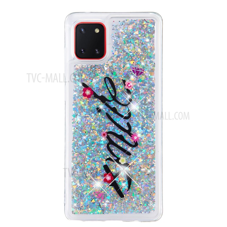 Pattern Printing Glitter Powder Quicksand TPU Back Shell for Samsung Galaxy A81/Note 10 Lite - Smile-2