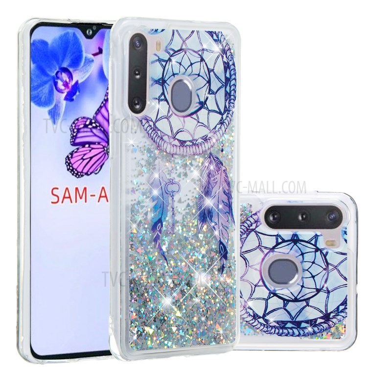 Pattern Printing Glitter Powder Quicksand Soft TPU Case for Samsung Galaxy A21 - Dream Catcher-1