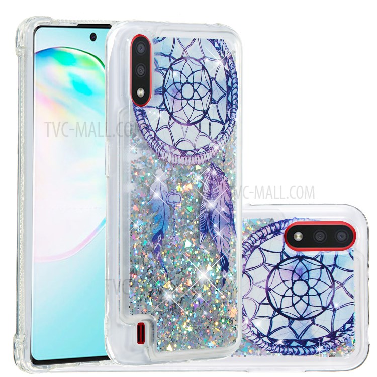 Pattern Printing Glitter Powder Quicksand TPU Phone Shell for Samsung Galaxy A01 - Dream Catcher-1