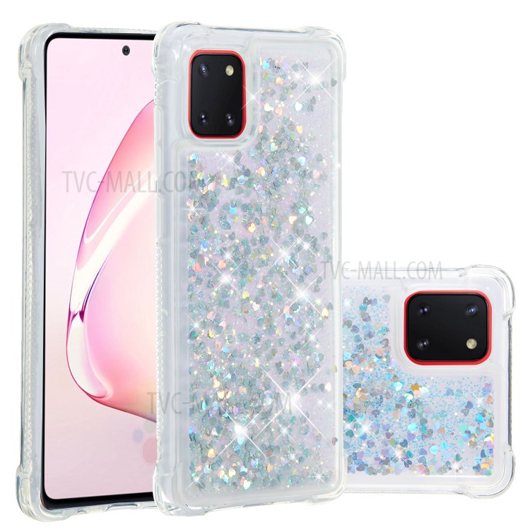 Dynamic Glitter Powder Heart Shaped Sequins TPU Shockproof Case for Samsung Galaxy A81/Note 10 Lite/M60s - Silver-1