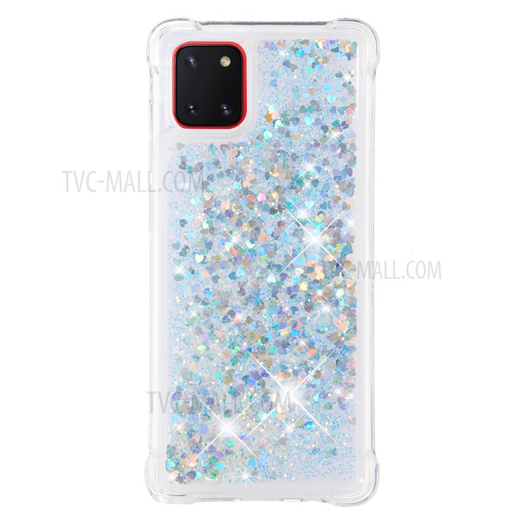 Dynamic Glitter Powder Heart Shaped Sequins TPU Shockproof Case for Samsung Galaxy A81/Note 10 Lite/M60s - Silver-2