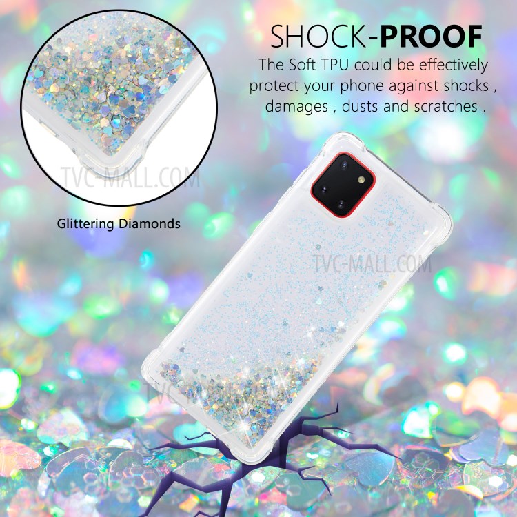 Dynamic Glitter Powder Heart Shaped Sequins TPU Shockproof Case for Samsung Galaxy A81/Note 10 Lite/M60s - Silver-3