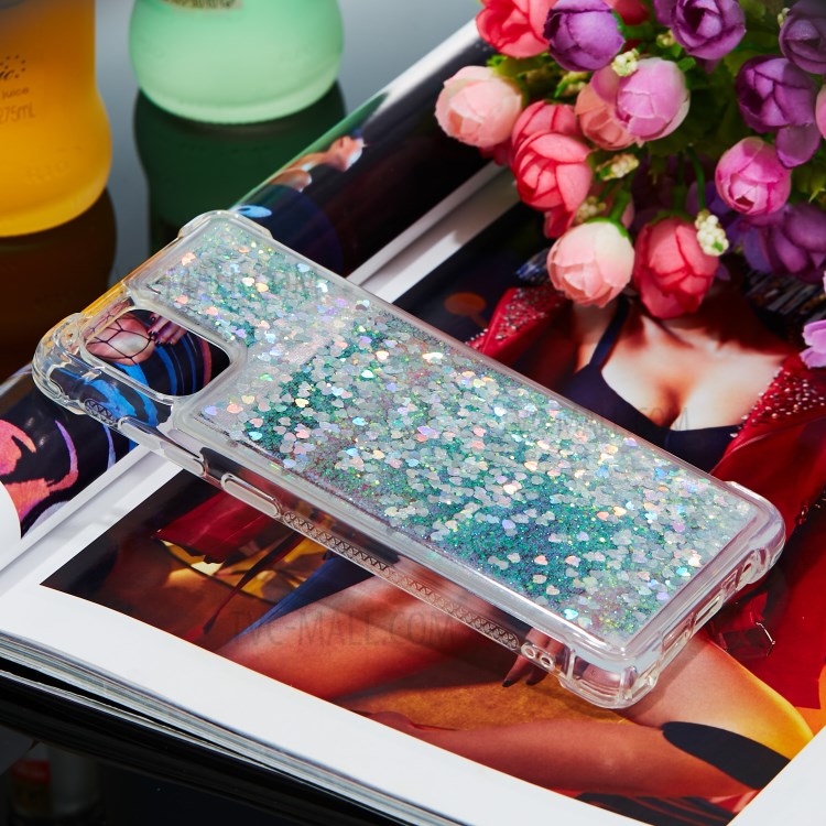 Dynamic Glitter Powder Heart Shaped Sequins TPU Shockproof Case for Samsung Galaxy A81/Note 10 Lite/M60s - Silver-7