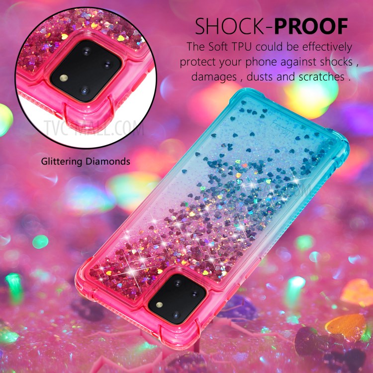 Gradient Glitter Powder Quicksand TPU Shell Phone Cover for Samsung Galaxy A81/Note 10 Lite/M60S - Rose/Baby Blue-6