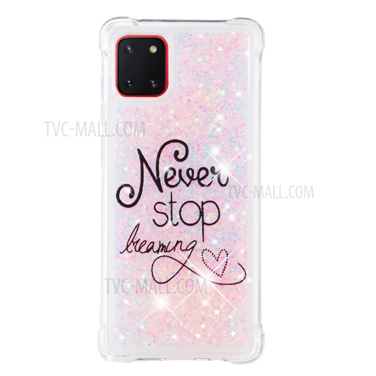 Patterned TPU Cover Glitter Powder Quicksand Shockproof Phone Shell for Samsung Galaxy A81/Note 10 Lite/M60S - Never Stop Dreaming-2