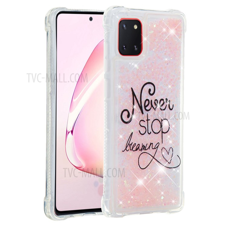 Patterned TPU Cover Glitter Powder Quicksand Shockproof Phone Shell for Samsung Galaxy A81/Note 10 Lite/M60S - Never Stop Dreaming-4