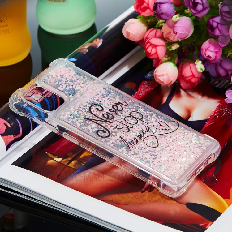 Patterned TPU Cover Glitter Powder Quicksand Shockproof Phone Shell for Samsung Galaxy A81/Note 10 Lite/M60S - Never Stop Dreaming-7