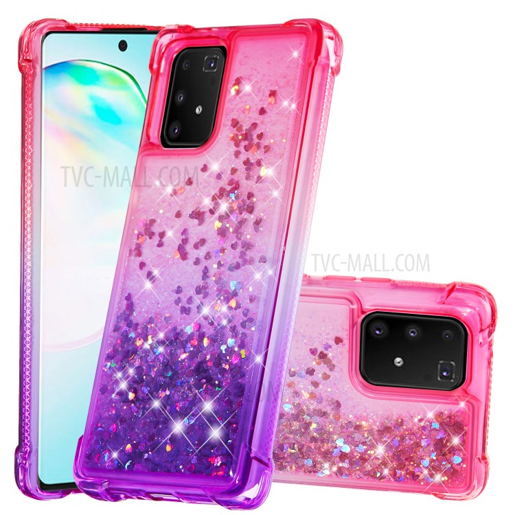 Gradient Glitter Powder Quicksand TPU Case for Samsung Galaxy A91/S10 Lite/M80s - Rose / Purple-1