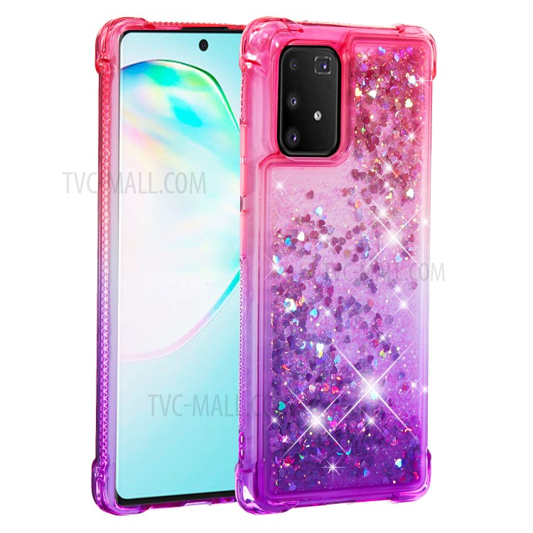 Gradient Glitter Powder Quicksand TPU Case for Samsung Galaxy A91/S10 Lite/M80s - Rose / Purple-3