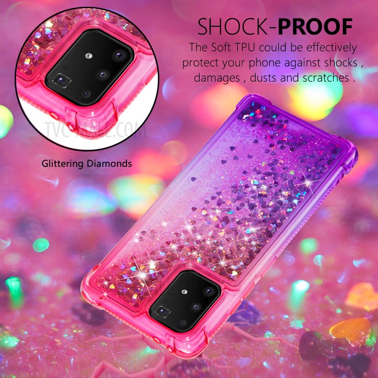 Gradient Glitter Powder Quicksand TPU Case for Samsung Galaxy A91/S10 Lite/M80s - Rose / Purple-6