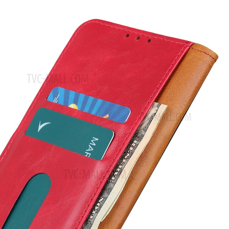 Bison Skin Texture Leather Stand Phone Cover Case for Samsung Galaxy A71 - Red-7