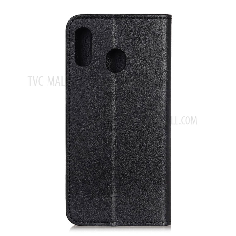 Auto-absorbed Litchi Texture Split Leather Protective Phone Case for Samsung Galaxy A70e - Black-2