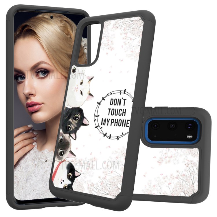 Pattern Printing Hybrid PC TPU Shockproof Phone Casing Cover for Samsung Galaxy S20 - Don't Touch My Phone-1