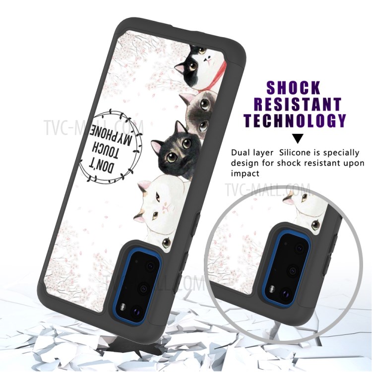 Pattern Printing Hybrid PC TPU Shockproof Phone Casing Cover for Samsung Galaxy S20 - Don't Touch My Phone-10