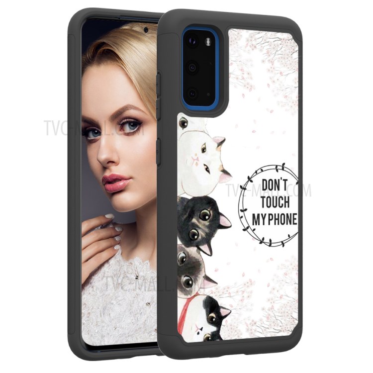 Pattern Printing Hybrid PC TPU Shockproof Phone Casing Cover for Samsung Galaxy S20 - Don't Touch My Phone-5