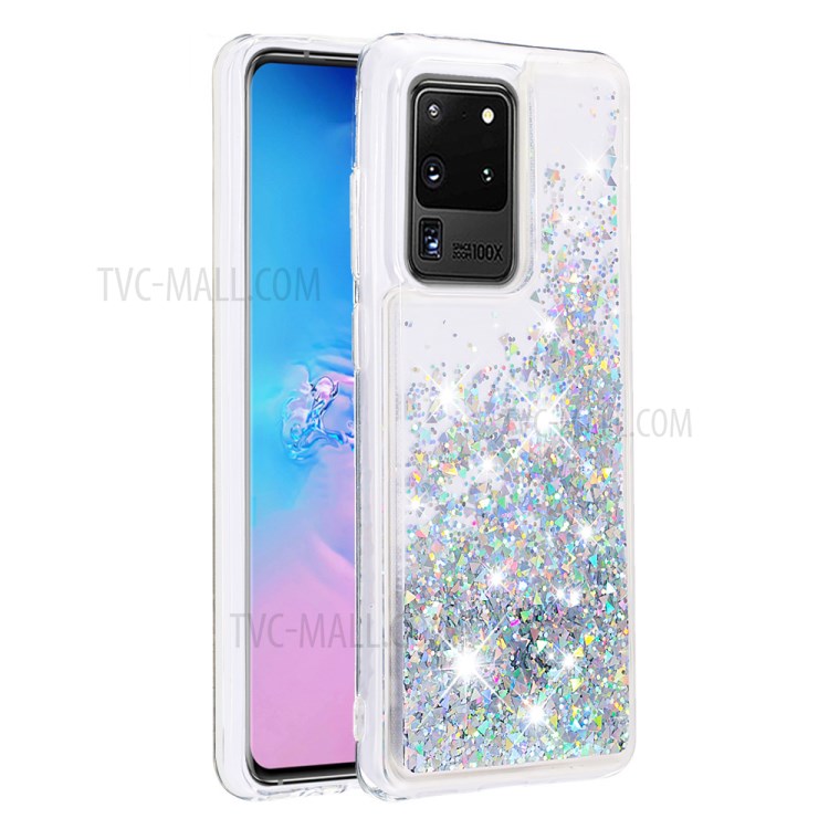 Liquid Glitter Powder Quicksand Soft TPU Case for Samsung Galaxy S20 Ultra - Silver-2