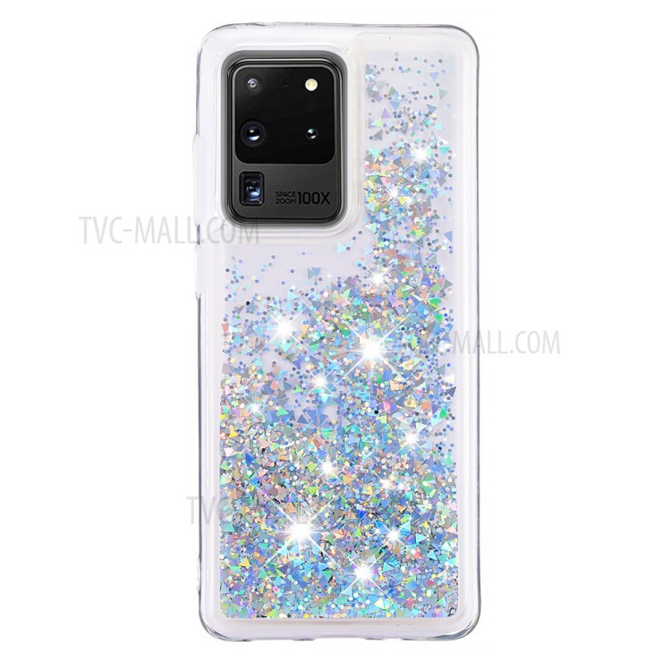 Liquid Glitter Powder Quicksand Soft TPU Case for Samsung Galaxy S20 Ultra - Silver-3