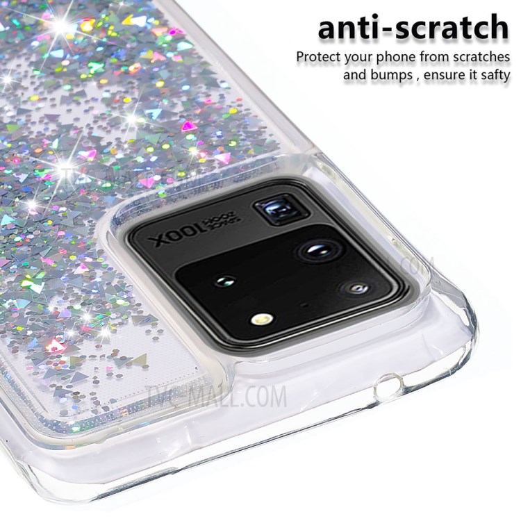 Liquid Glitter Powder Quicksand Soft TPU Case for Samsung Galaxy S20 Ultra - Silver-5