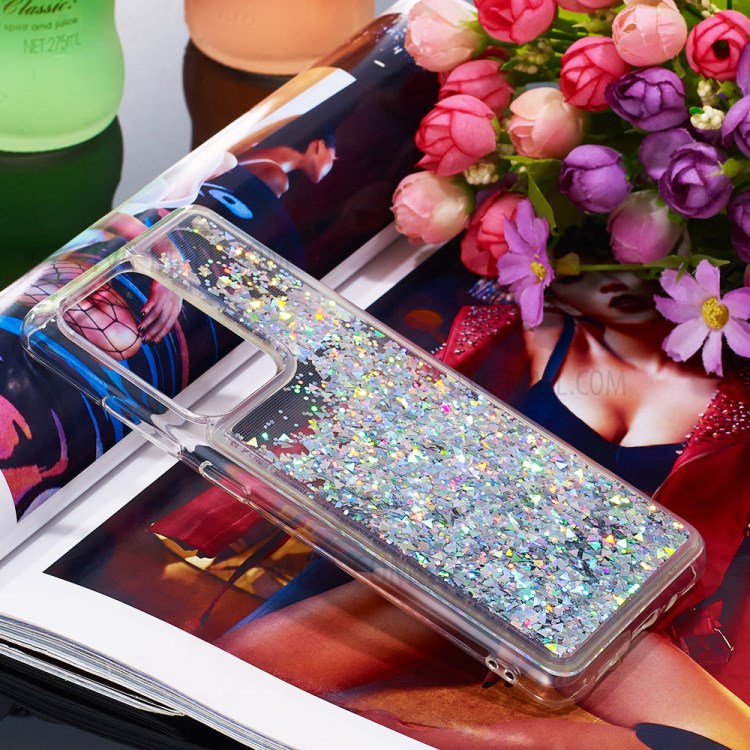 Liquid Glitter Powder Quicksand Soft TPU Case for Samsung Galaxy S20 Ultra - Silver-7