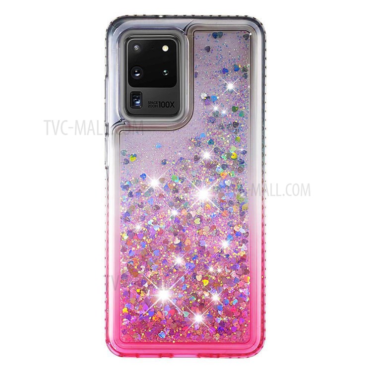 Rhinestone Decor Gradient Glitter Powder Quicksand TPU Phone Cover for Samsung Galaxy S20 Ultra - Black/Red-2