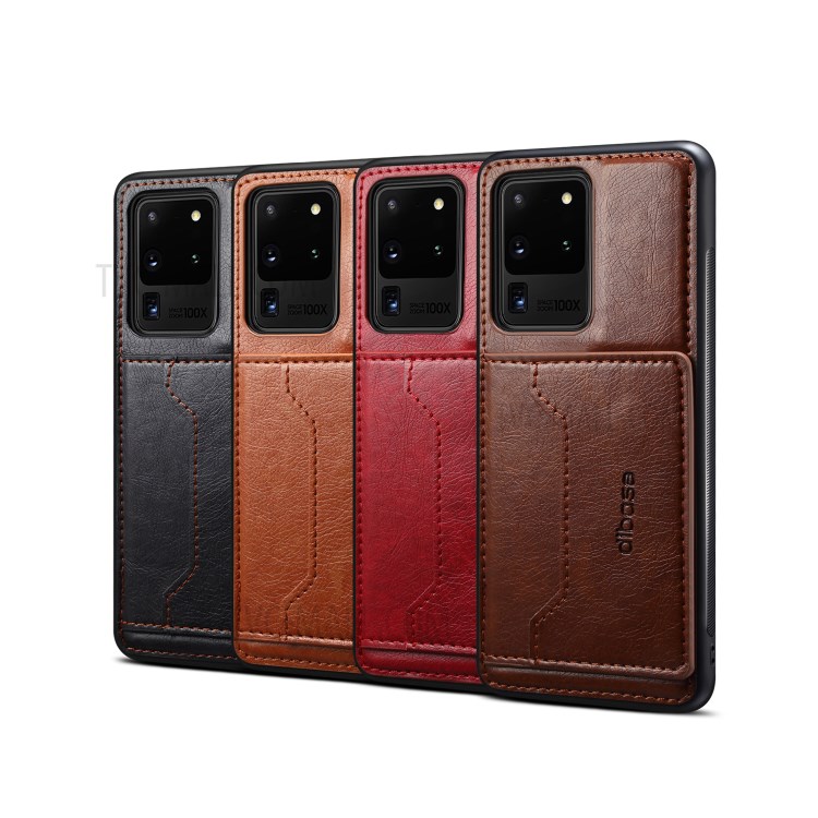 Crazy Horse Coated Coated TPU PC Hybrid Case С Держателем Карты Для Samsung Galaxy S20 Ultra - Чернить-5