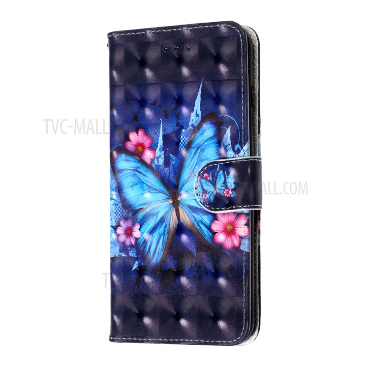 Pattern Printing Light Spot Decor Leather Wallet Phone Casing for Samsung Galaxy S20 - Blue Butterfly-2