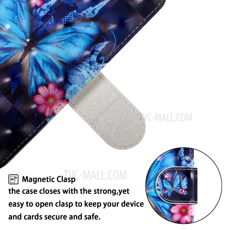 Pattern Printing Light Spot Decor Leather Wallet Phone Casing for Samsung Galaxy S20 - Blue Butterfly-6