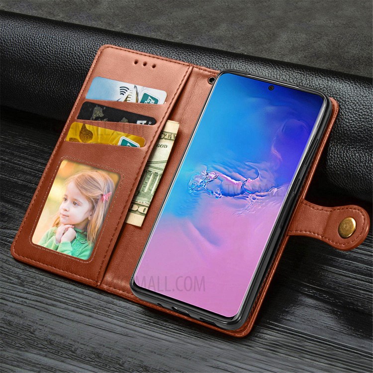 Support Solide Portefeuille De Couleur Housse En Cuir Pour Samsung Galaxy S20 Ultra - Marron-11