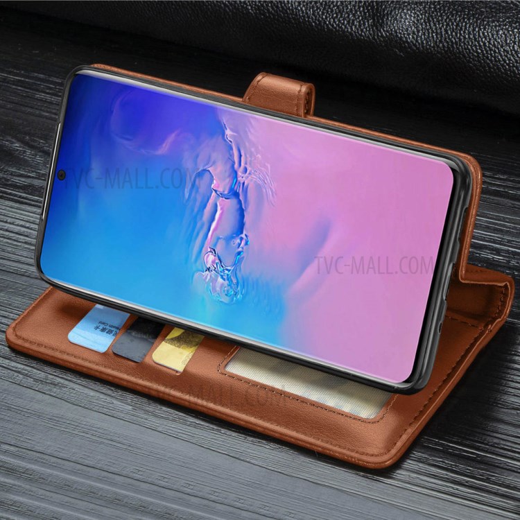 Support Solide Portefeuille De Couleur Housse En Cuir Pour Samsung Galaxy S20 Ultra - Marron-12
