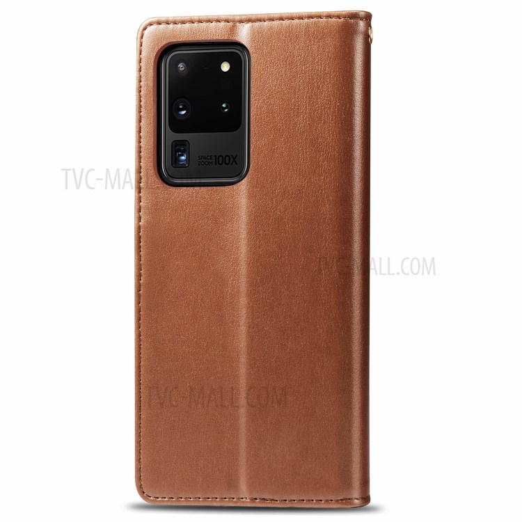Support Solide Portefeuille De Couleur Housse En Cuir Pour Samsung Galaxy S20 Ultra - Marron-3