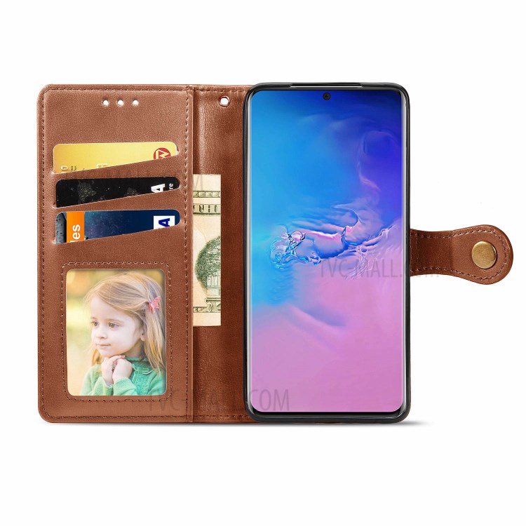 Support Solide Portefeuille De Couleur Housse En Cuir Pour Samsung Galaxy S20 Ultra - Marron-4