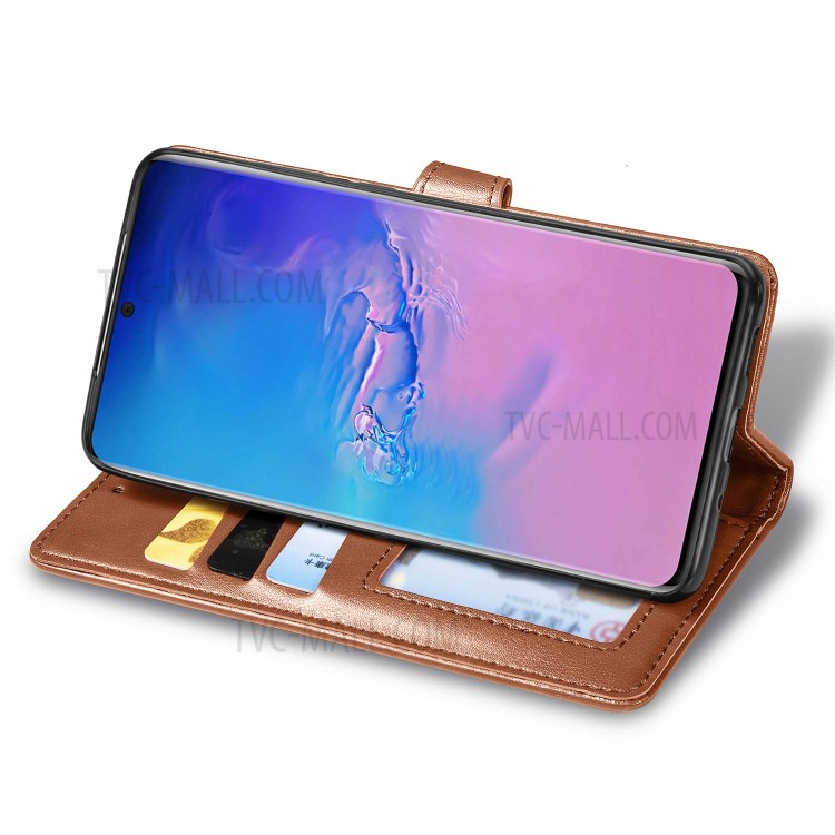 Support Solide Portefeuille De Couleur Housse En Cuir Pour Samsung Galaxy S20 Ultra - Marron-5